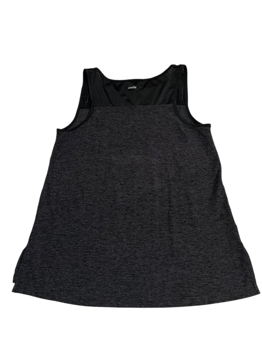Oiselle Running Tank Top Womens Size 4 Black Gray Athletic Mesh Activewear